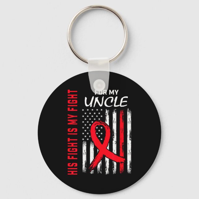 Uncle Heart Disease Awareness Month Products Ameri Key Ring (Front)