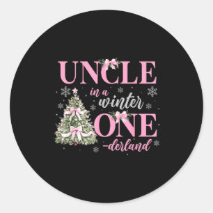 Uncle In A Winter Onederland Birthday Girl Christm Classic Round Sticker