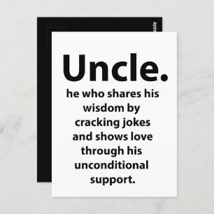 Uncle Inspirational Funny Quote Typography Uncle Postcard