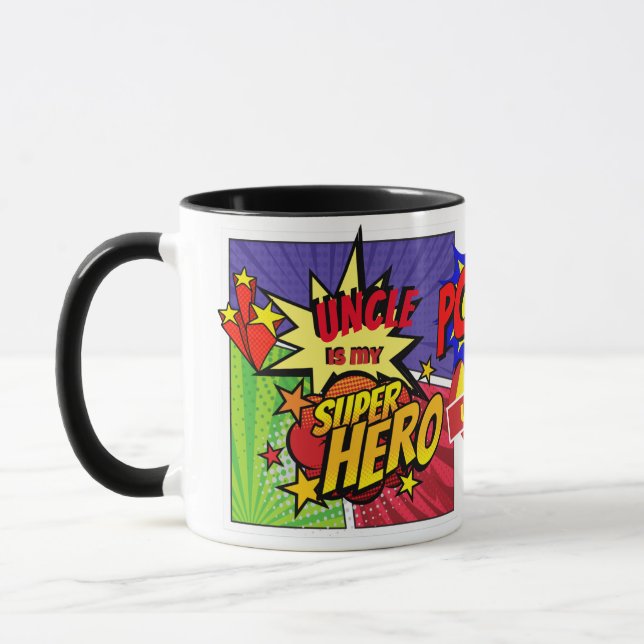 UNCLE Is My SUPERHERO Personalised COMIC HERO Mug (Left)