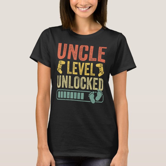 Uncle Level Unlocked 2023 Gamer Pregnancy Uncle Fa T-Shirt (Front)