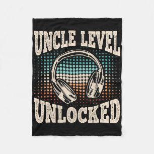 Uncle Level Unlocked Video Gamer Gaming Retro Game Fleece Blanket