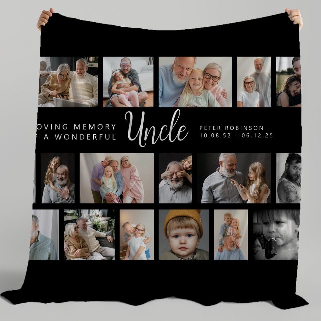 Uncle Memorial 18 Photo Collage Fleece Blanket (Creator Uploaded)