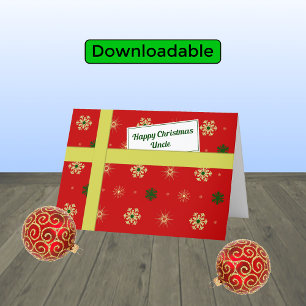 Uncle modern red Christmas parcel Holiday Card