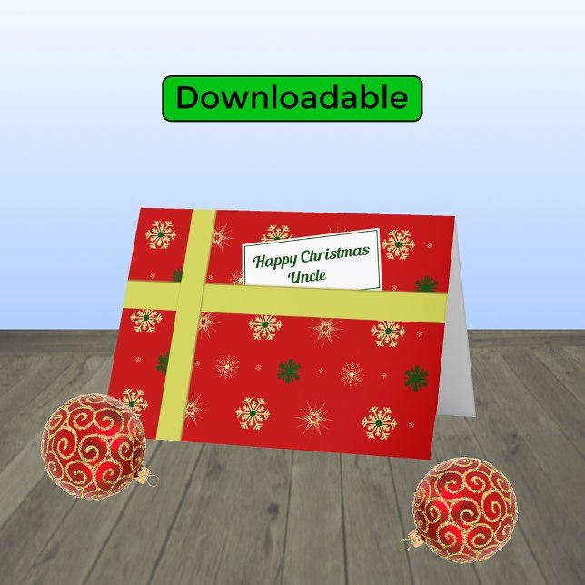 Uncle modern red Christmas parcel Holiday Card (Creator Uploaded)