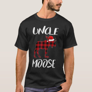 Uncle Moose Buffalo Red Plaid Santa Christmas Fami T-Shirt