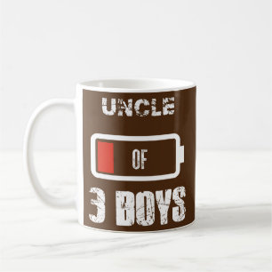 Uncle of 3 Three Boys Low Battery Father's Day Coffee Mug