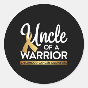 Uncle Of A Warrior Childhood Cancer Gold Ribbon Classic Round Sticker