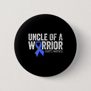 Uncle Of A Warrior T1d Kid Diabetic Blue Ribbon Su 6 Cm Round Badge