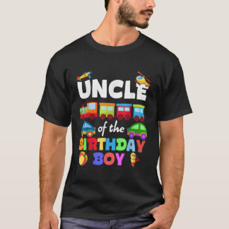 Uncle Of Birthday Boy Trains Matching Family Bday  T-Shirt