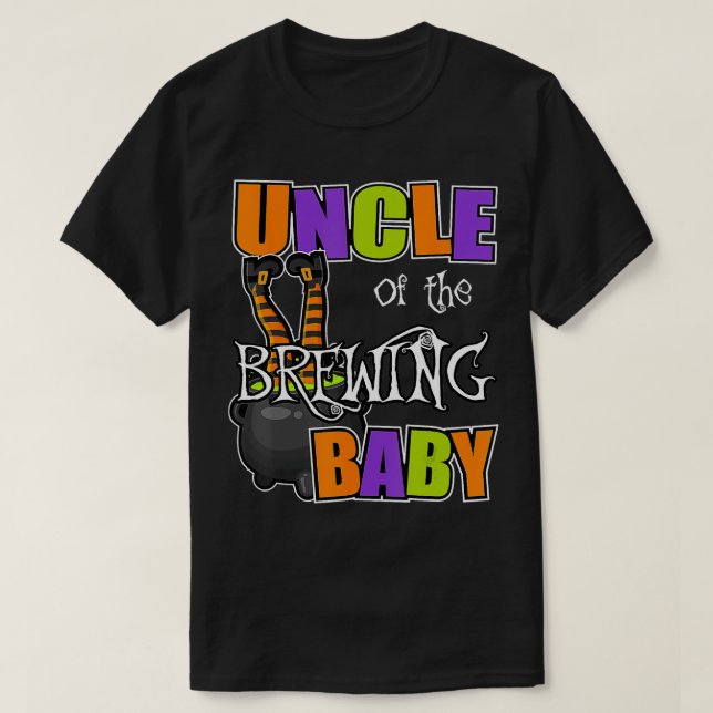 Uncle of Brewing Baby Halloween Theme Baby Shower  T-Shirt (Design Front)