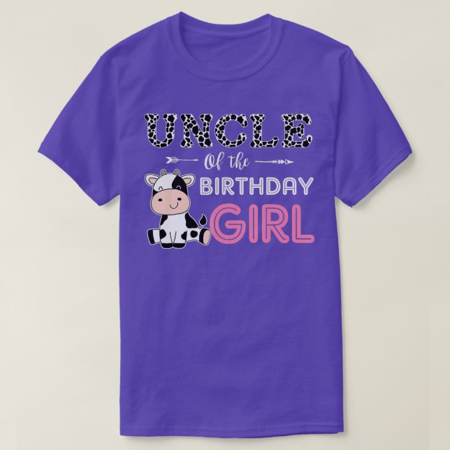 Uncle Of he Birthday Girl Farm Cow Uncle ing Famil T-Shirt (Design Front)
