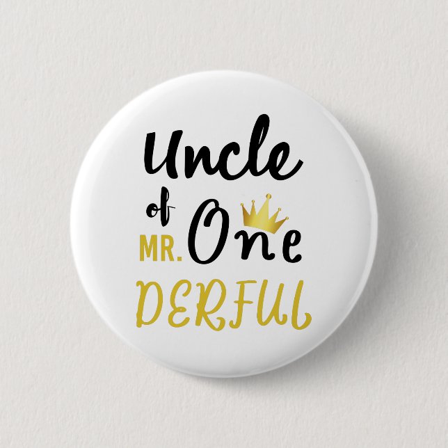 Uncle of MR Onederful Funny 1st Birthday T-Shirt 6 Cm Round Badge (Front)