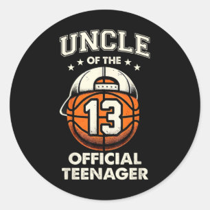Uncle Of The 13 Official Teenager 13th Birthday Sk Classic Round Sticker