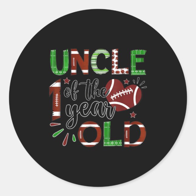 Uncle Of The 1 Year Old Football 1st Birthday Boy  Classic Round Sticker (Front)