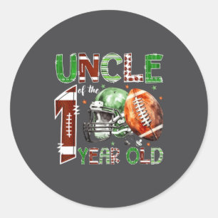 Uncle Of The 1 Year Old Football Lover 1st Birthda Classic Round Sticker