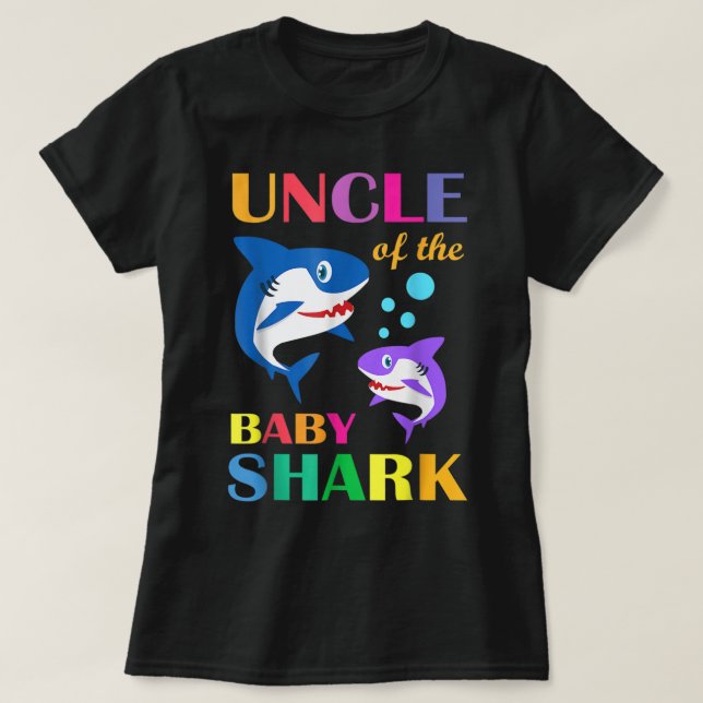 Uncle Of The Baby Birthday Shark Uncle Shark Chris T-Shirt (Design Front)