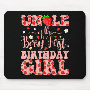 Uncle of the berry first birthday girl strawberry mouse mat