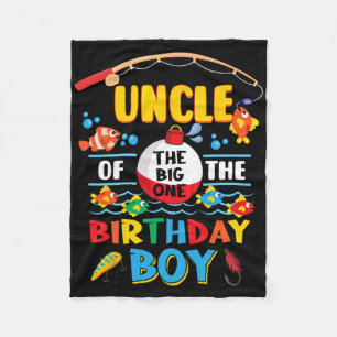 Uncle Of The Big One Fishing 1st Birthday Ofishall Fleece Blanket