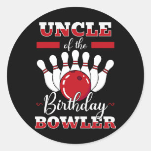 Uncle Of The Birthday Bowler Bday Bowling Party Ce Classic Round Sticker
