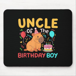 Uncle Of The Birthday Boy Cute Capybara Kids Bday Mouse Mat