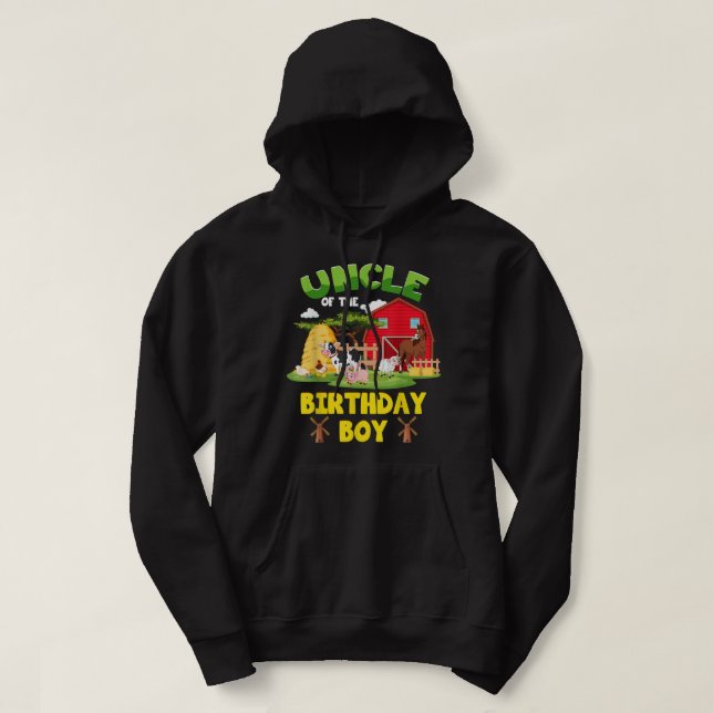 Uncle Of The Birthday Boy Farm Animals Barnyard Pa Hoodie (Design Front)