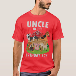 Uncle Of The Birthday Boy Farm Animals Matching Fa T-Shirt