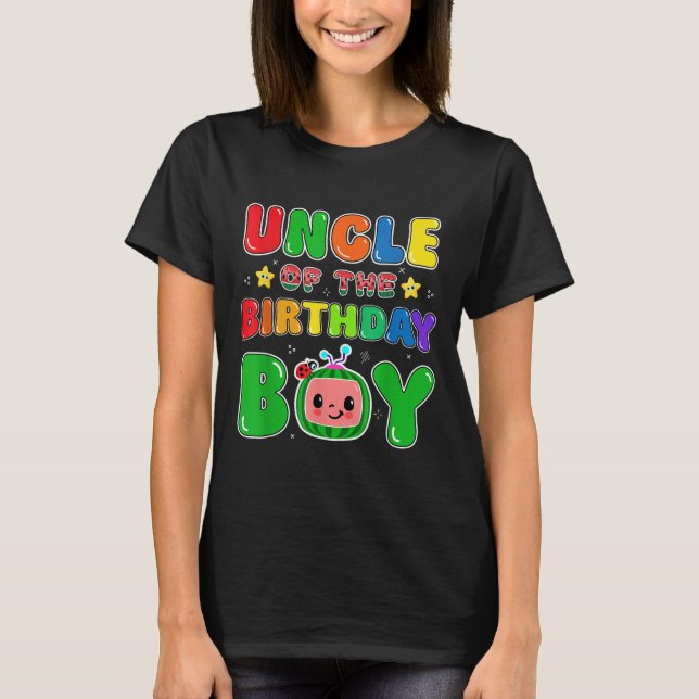 Uncle Of The Birthday Boy Funny Melon Family Party T-Shirt (Front)