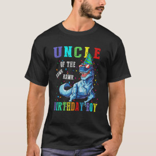 Uncle Of The Birthday Boy Funny Uncle Dinosaur T-Shirt