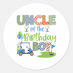 Uncle Of The Birthday Boy Golf Lover Family Matchi Classic Round Sticker