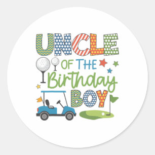 Uncle Of The Birthday Boy Golf Sport Family Matchi Classic Round Sticker