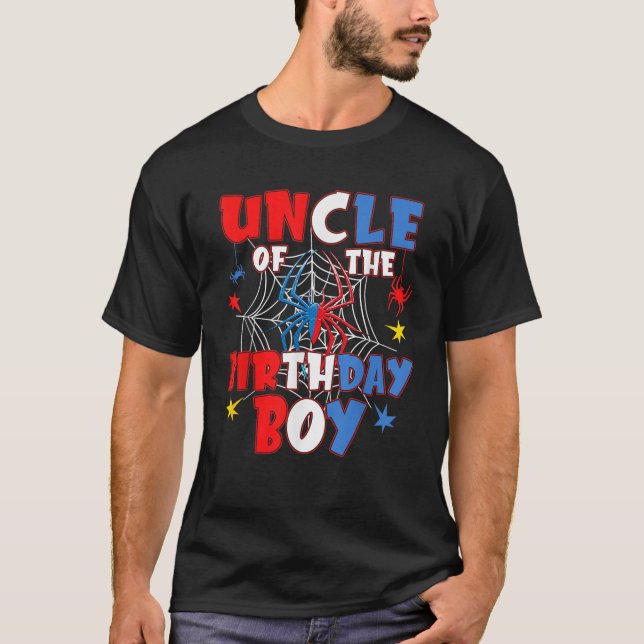 Uncle Of The Birthday Boy Matching Family Spider W T-Shirt (Front)