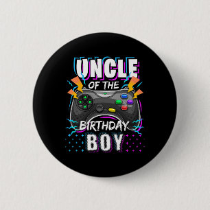 Uncle Of The Birthday Boy Matching Video Game Birt 6 Cm Round Badge