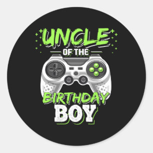 Uncle Of The Birthday Boy Matching Video Game Birt Classic Round Sticker