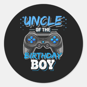 Uncle Of The Birthday Boy Matching Video Game Birt Classic Round Sticker
