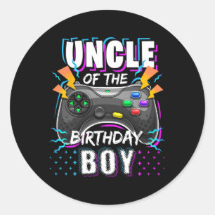 Uncle Of The Birthday Boy Matching Video Game Birt Classic Round Sticker