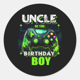 Uncle Of The Birthday Boy Matching Video Game Birt Classic Round Sticker