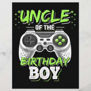 Uncle of the Birthday Boy Matching Video Game Flyer