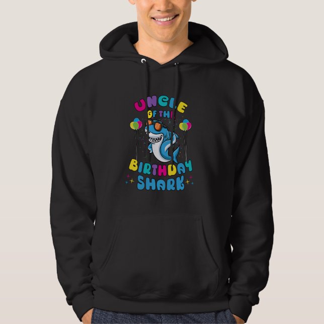 Uncle of the Birthday Boy Shark Lover Kids Family  Hoodie (Front)