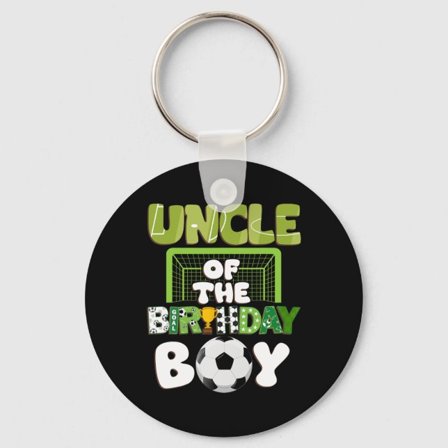 Uncle Of The Birthday Boy Soccer Family Party Deco Key Ring (Front)