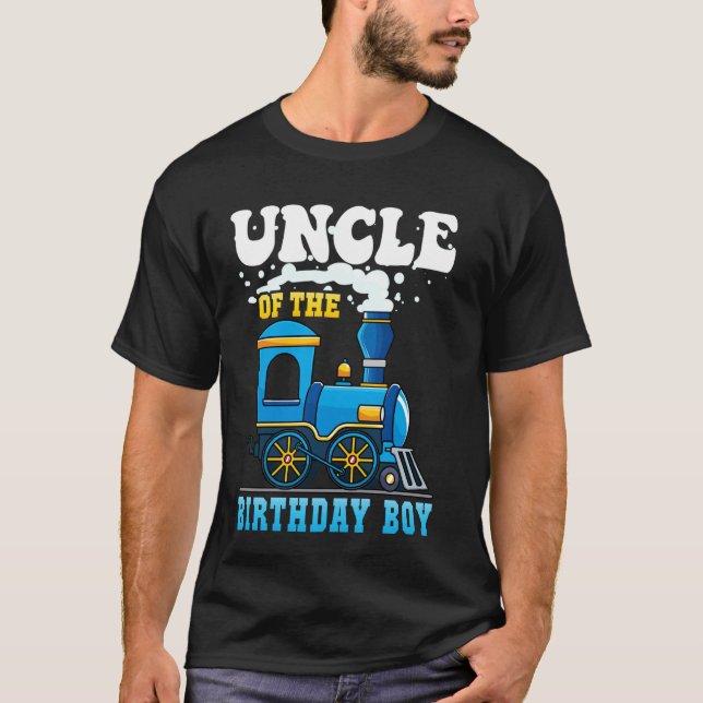 Uncle of the Birthday Boy Train Lover Party Family T-Shirt (Front)