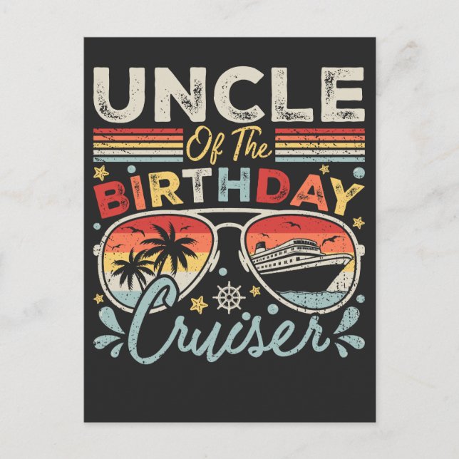 Uncle of the Birthday Cruiser Vacation Postcard (Front)