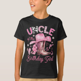 Uncle of The Birthday Girl Pink Cowgirl Western T-Shirt