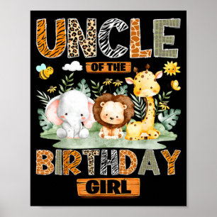 Uncle of the birthday girl safari jungle wild poster