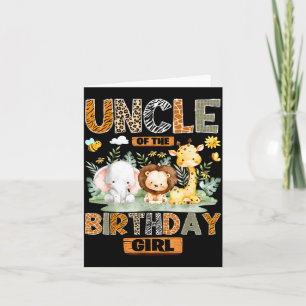 Uncle of The Birthday Girl Safari le Wild Animals Card