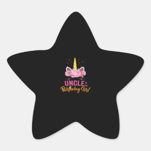 Uncle of the Birthday Girl Uncle Unicorn Gift Star Sticker