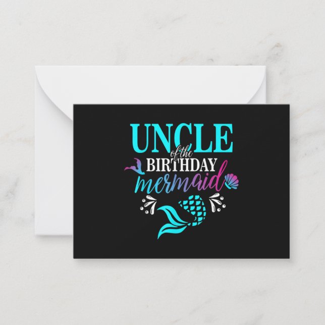Uncle Of The Birthday Mermaid Matching Family Card (Front)