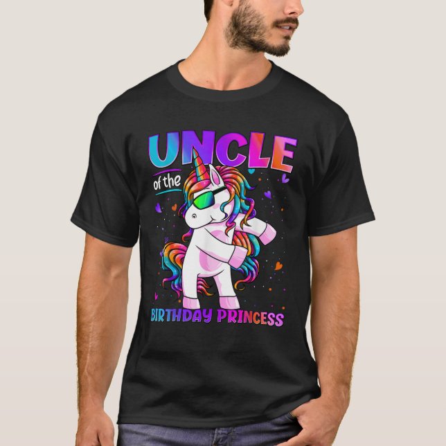 Uncle of the Birthday Princess Flossing Unicorn Un T-Shirt (Front)