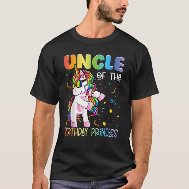 Uncle of the Birthday Princess Girl   Flossing Uni T-Shirt (Front)