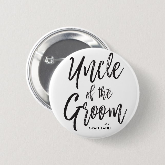 Uncle of the Groom | Script Wedding 6 Cm Round Badge (Front & Back)